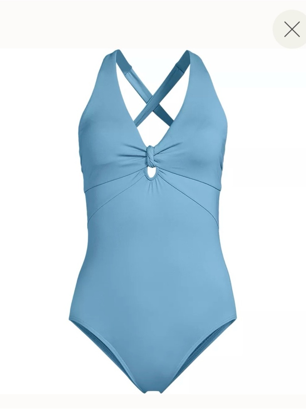 Lands' End Light Blue One-Piece Swimsuit with Twist Front 4
